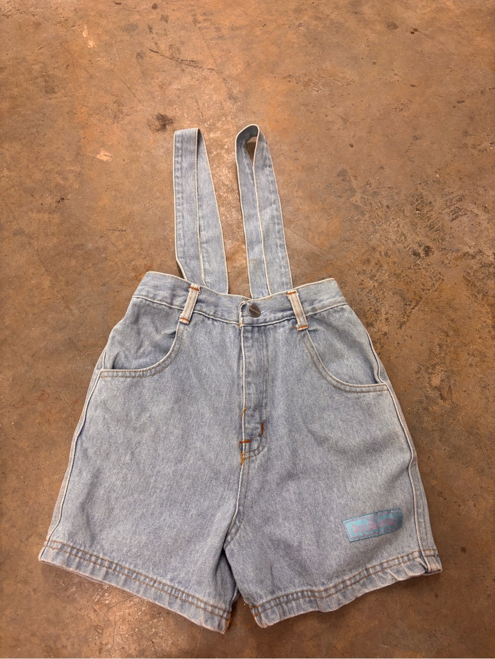 Vintage 90s Disney Pocahontas Denim Suspenders Shorts Girls 8 High Waist Jean